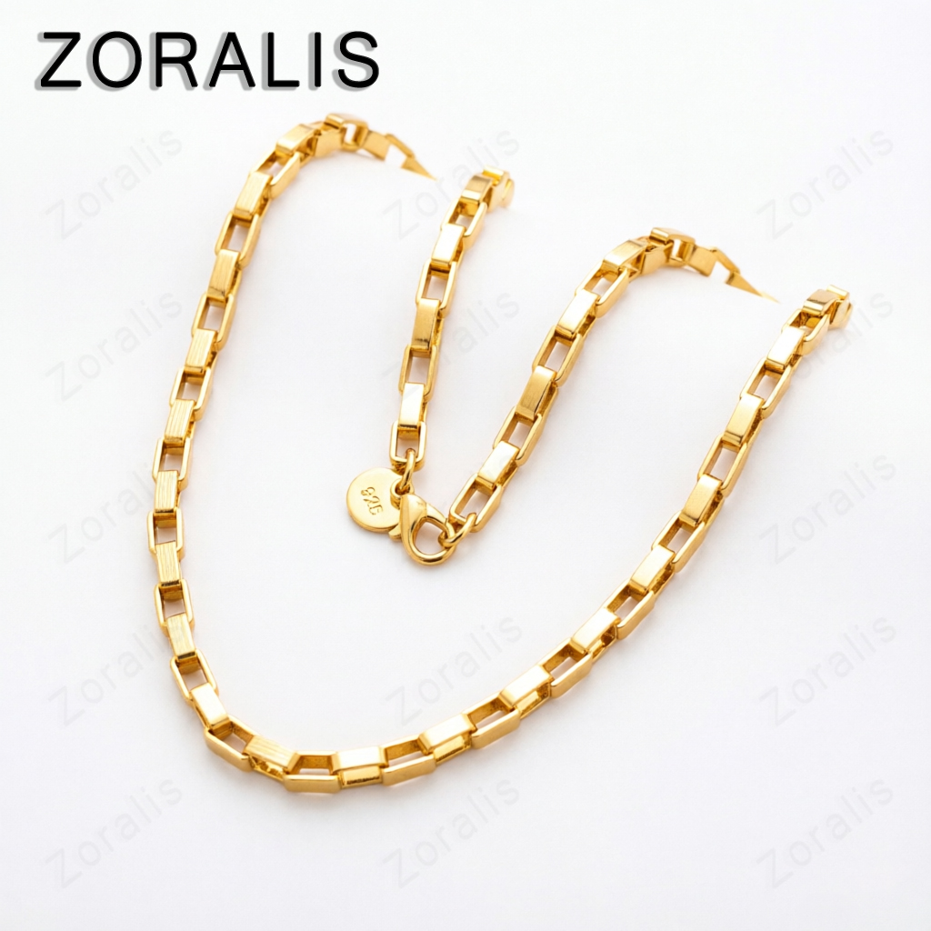 Men Accessories Gift Box - 18K Gold 4mm Rectangle Link Chain