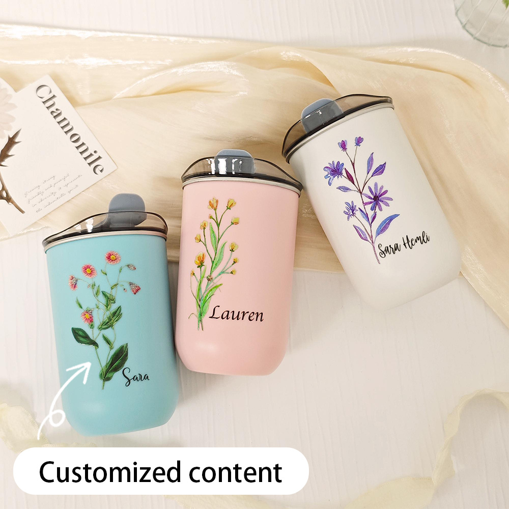 Custom Birth Flower Stainless  - Flask Stainless Steel ulasan dan harga