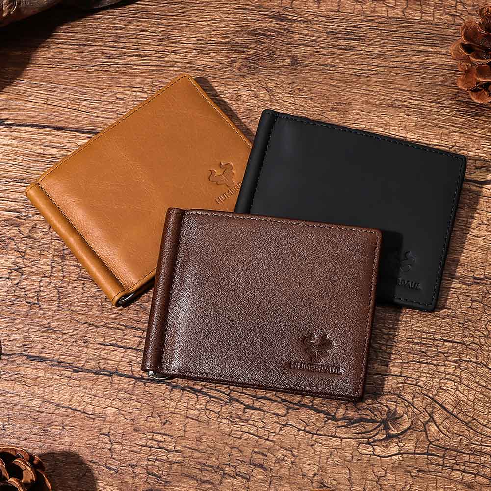 Genuine Leather Mens Slim Wall - Money Clip Slim ulasan dan harga