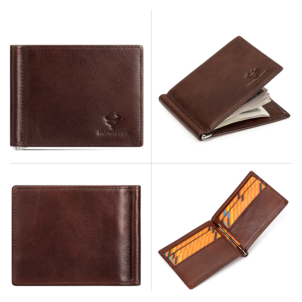 Genuine Leather Mens Slim Wall - Money Clip Slim ulasan dan harga