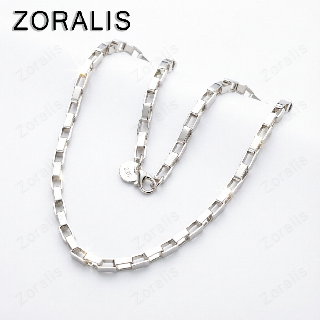 18K Gold 4mm Rectangle Link Ch - Men Accessories Gift Box ulasan dan harga